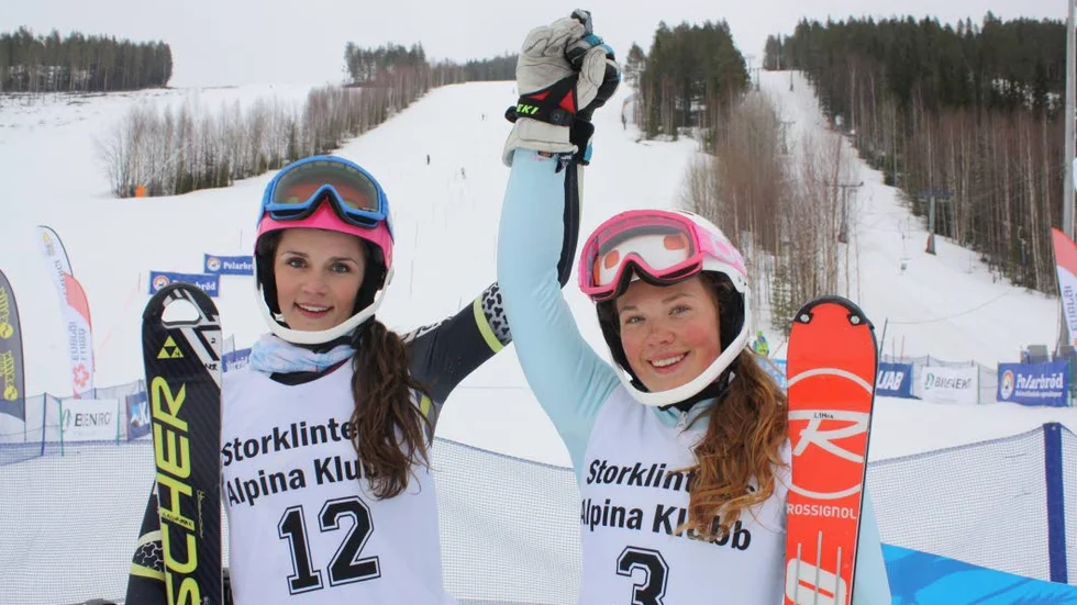 Topp två-åkarna. Damtoppen båda dagarna i Storklinten: Kristine Normark, Norge och Mica Nyberg-Ericsson, Gällivare.