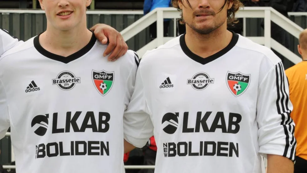 GMFF:s målskyttar Ray Spear och Joel Abrahamsson.