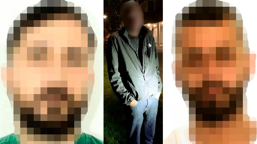 Till vänster: mannen som utpekas som hjärnan bakom mordet och som nu har släppts fri. Till höger: frisläppta mannen som utpekats som medhjälparen som höll med bilen. Offret i mitten.