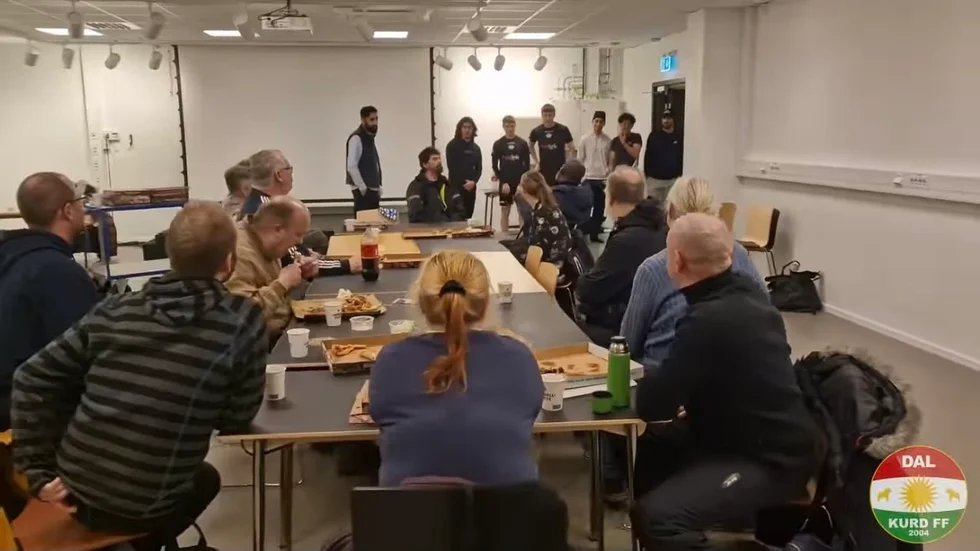 Det bjöds bland annat på pizza i Studenternas pressrum.