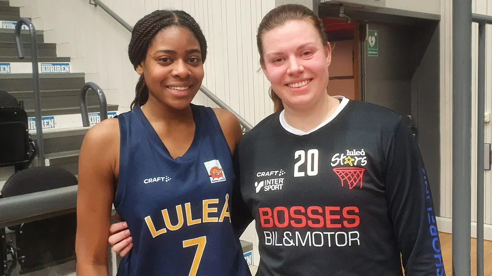 Tiffany Barbosa och Amanda Söderqvist efter derbyt.
