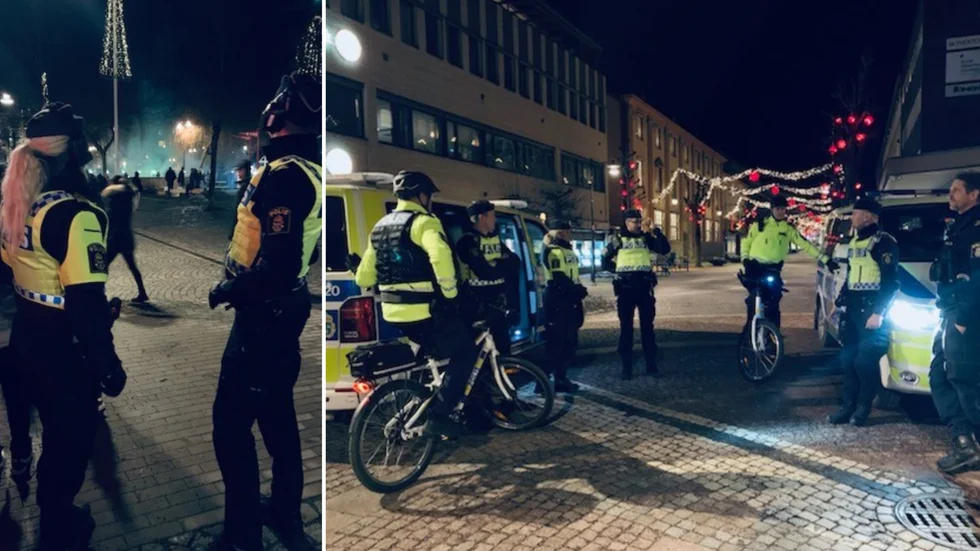 Polisen både avvisade och avlägsnade många från torget under nyårsnatten. 