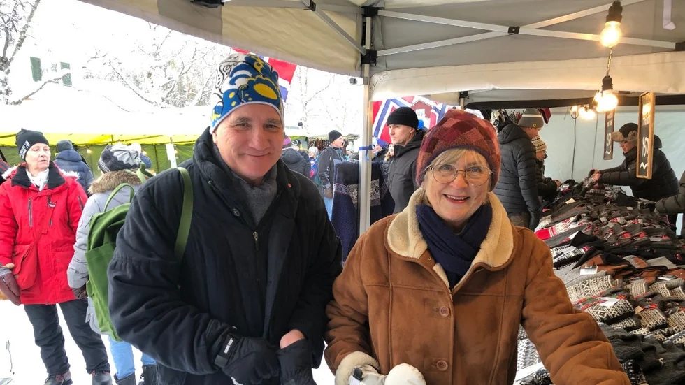 Dåvarande statsministern Stefan Löfven och hans fru Ulla fanns på plats i Jokkmokk under marknadsdagarna 2020.