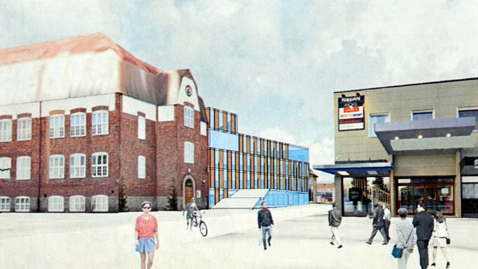 KUNSKAPSHUSET. Vy från Vassara torg (obs, fasaden är en illustration, ej färdigt förslag).