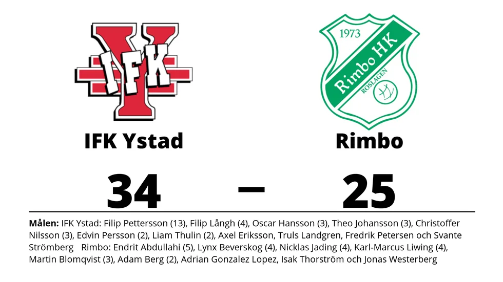 IFK Ystad HK vann mot Rimbo HK Roslagen