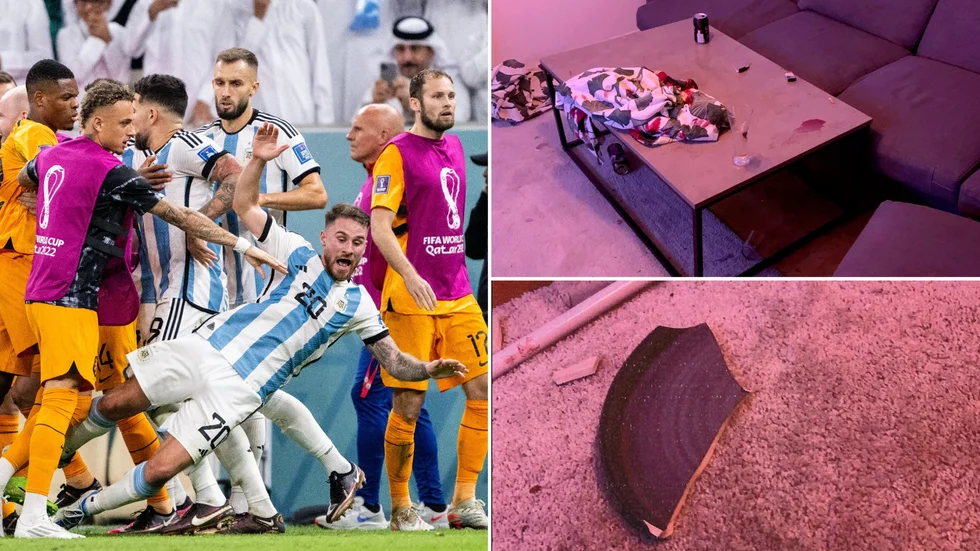 Dramat i VM-fotbollsmatchen fortsatte med ett blodigt kaos i Skelleftebostaden. Nu har en 44-årig man åtalats för en våldsam attack med en tallrik. Mannen hävdar nödvärn.