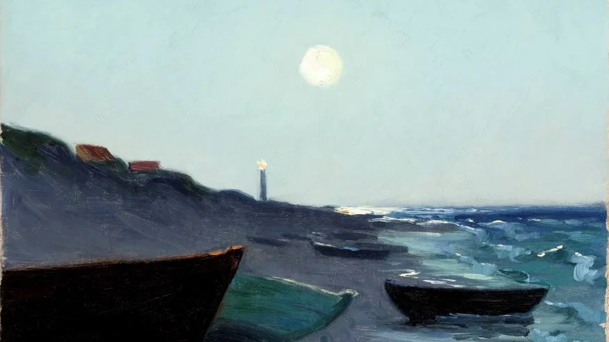 Waldemar Nyströms Fullmåne över Sönderstrand", olja på duk från 1897.