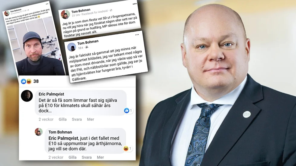 Eric Palmqvist (SD) kommenterade ett av Tom Bohmans Facebook-inlägg tidigare i höstas.