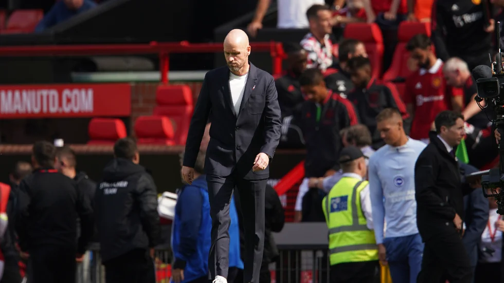 Erik ten Hag var inte nöjd med sina spelare efter 0–4 mot Brentford. Arkivbild.