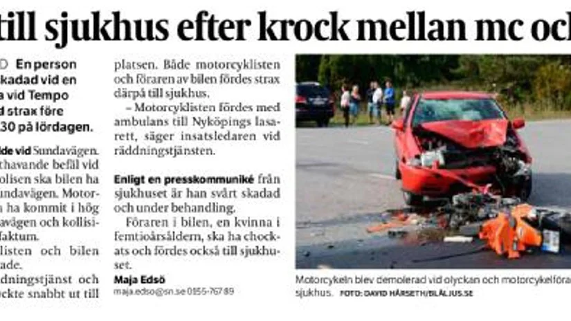 Artikeln i SN efter olyckan.