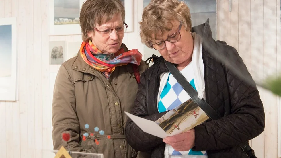 Evy Eklund och Barbro Zetterstrand tycker att det är trevligt att åka på konstrunda. "Då får man se sådant som man kanske inte alltid får se i en utställning", säger Barbro Zetterstrand. "Det är stor beundran, tänk att de kan uttrycka sig så, med en pensel", säger Evy Eklund.