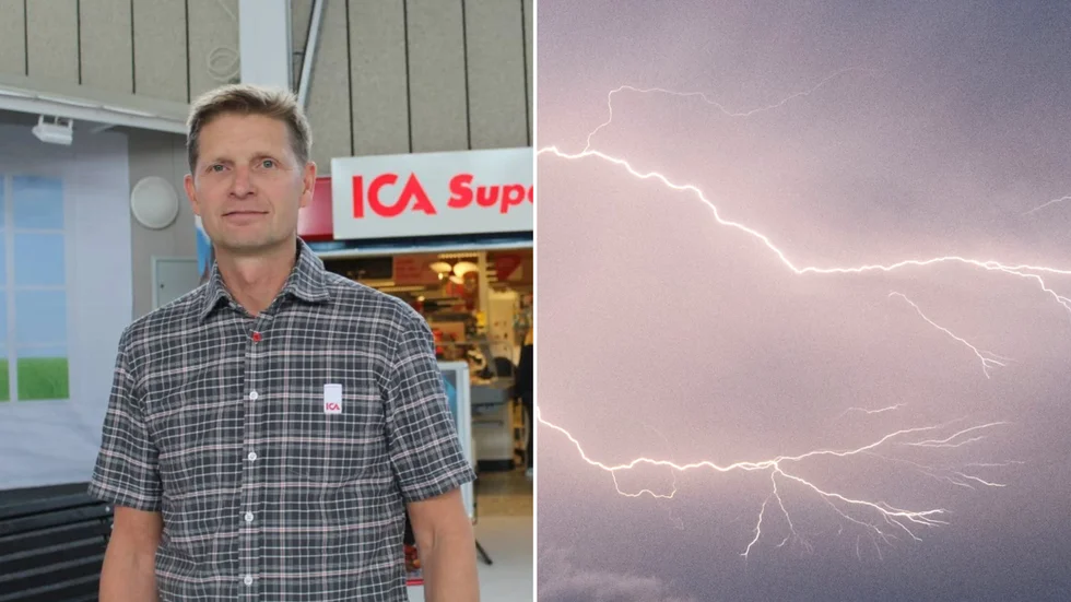 Björn Forss berättar på tisdagen att problemen som uppstod i butiken vid åskovädret nu är åtgärdade.