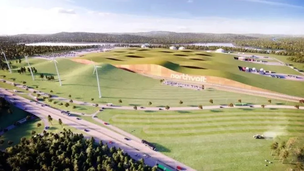 Fyra Mälarstäder har nu gått samman för att locka batterifabriken Northvolt att bygga i Västerås. Bilden visar en skiss över hur fabriken skulle kunna se ut.