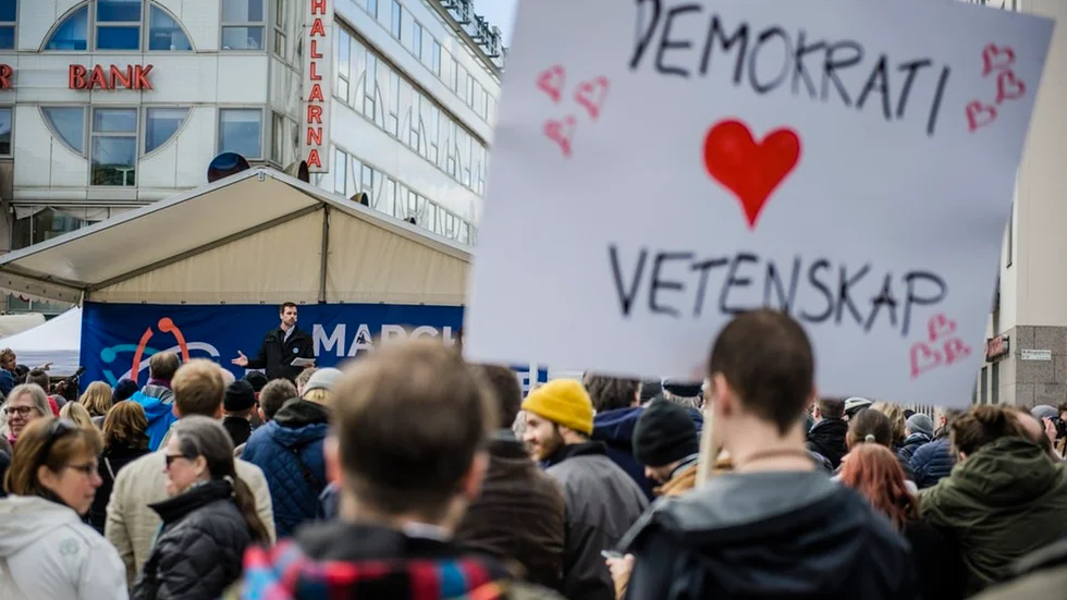 Bild från "March for Science" i Stockholm. "March for science" ägde rum den 22 april på runt 500 orter i världen för att manifestera vikten av vetenskap och vetenskaplig kunskap.