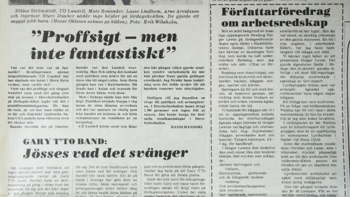 KK:s recension av den skandalomsusade Lundell-konserten i Duveholmshallen publicerades på måndagen den 20 oktober och recensenten var måttligt imponerad.