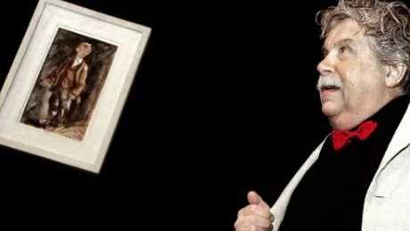 LOCKELSER I PARIS. I boken säger                han sig våga gå lite längre än han gör på scenen, Staffan Westerberg, som här står intill Rudolf Gowenius bild av den lockande arabpojken.