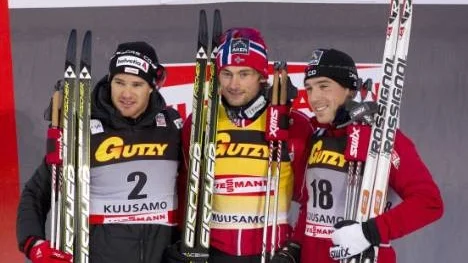 Petter Northug i topp - som vanligt. Den här gången fick han Dario Cologna och Eldar Rönning med sig på prispallen.
