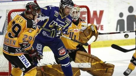 VÄGG. Mattias Modig gjorde en ny stormatch och såg till att Luleå Hockey tog en poäng.
