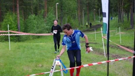 MÅL. Rasmus Wickbom stämplar in som segrare vid foten av Kanis i klassen H14.