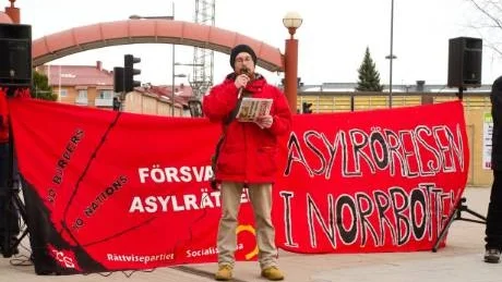 TAL. Raymond Ohlson var en av talarna. Han menade att dagens migrationspolitik är inhuman.