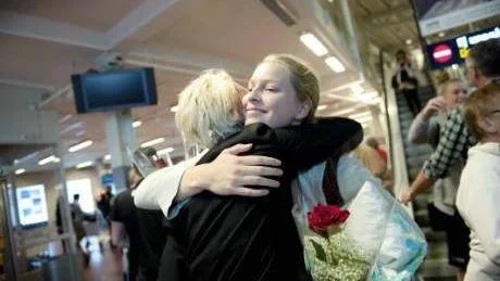 Mottagandet. Ellen Nyström och de övriga Luleå Basket-tjejerna fick ett varmt mottagande av klubben.