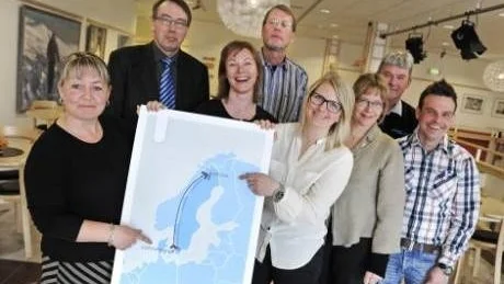 SAMARBETE. En ny flyglinje mellan Köpenhamn och Kiruna presenterades under fredagen. Lotta Fogde, Tor Ökvist, Karin Nilsdotter, Dan Björk, Erica Mattsson, Monica Wollmén, Roberg Åberg och Håkan Antonsson är några av de inblandade.