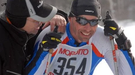 Kåre Larsson och Erik Sundén, två av eldsjälarna som jobbar för att utveckla skidintresse och skidåkning i Arjeplog. Bilden är tagen i samband med Renbergsloppet.