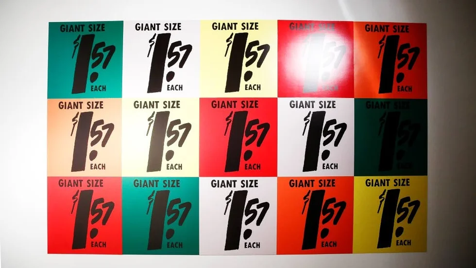 Omslag till Andy Warhol och Billy Klüvers samarbete Giant Size $1.57 each.