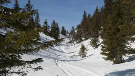 Ravinen ner från Sotberget är en vacker skoterutflykt.