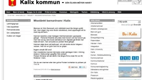 Så här ser det ut på Kalix kommuns hemsida.