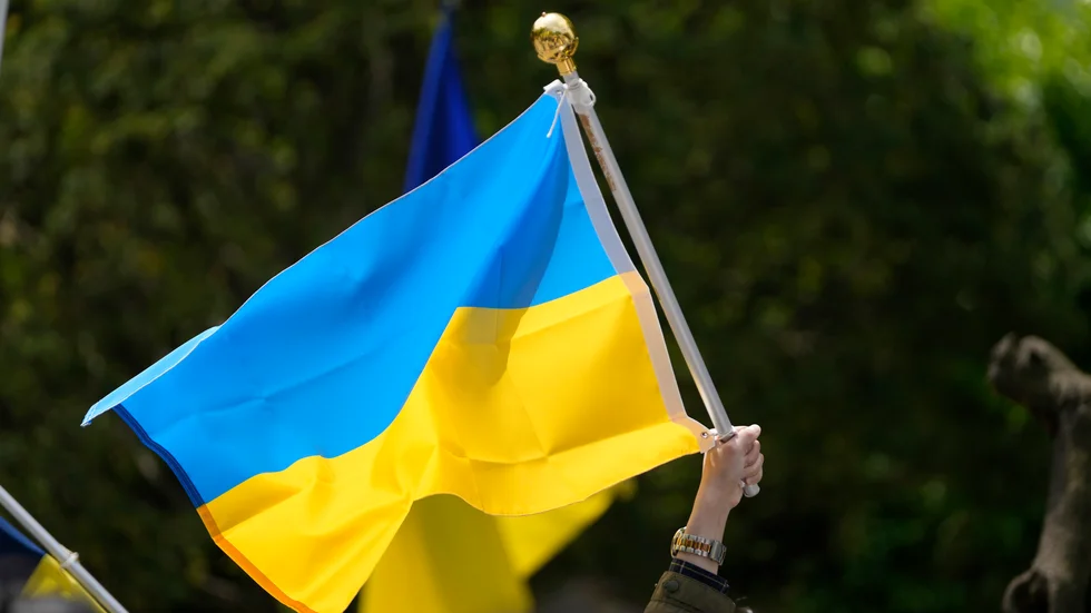 En målning av Ukrainas flagga i Åbo har väckt uppmärksamhet. Arkivbild.