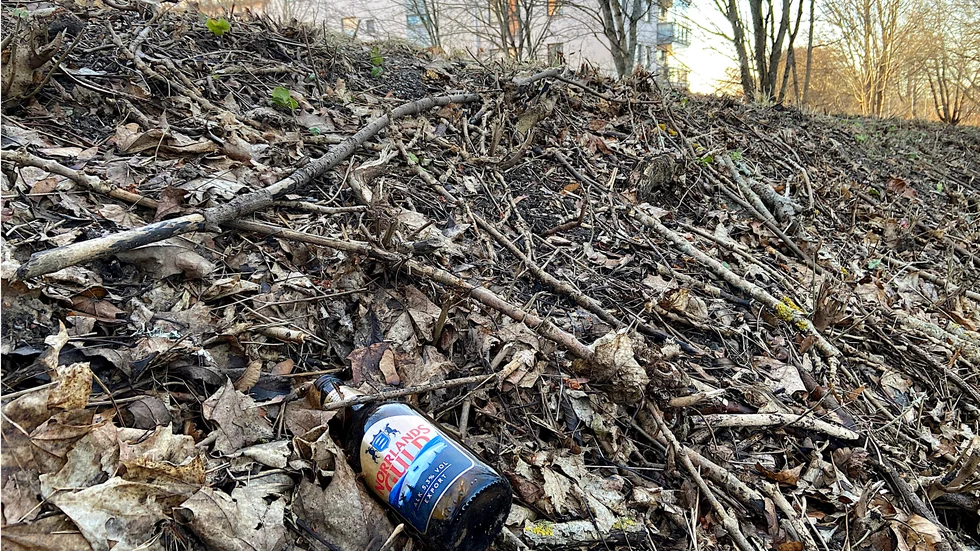 Inte allt "skräp" i skogen ska plockas hem. Men detta bör man ta med sig och slänga på rätt ställe. 