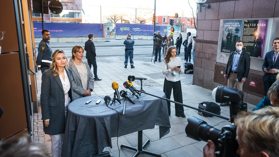 Ebba Busch vid Uppsala tingsrätt i februari 2022. Arkivbild.