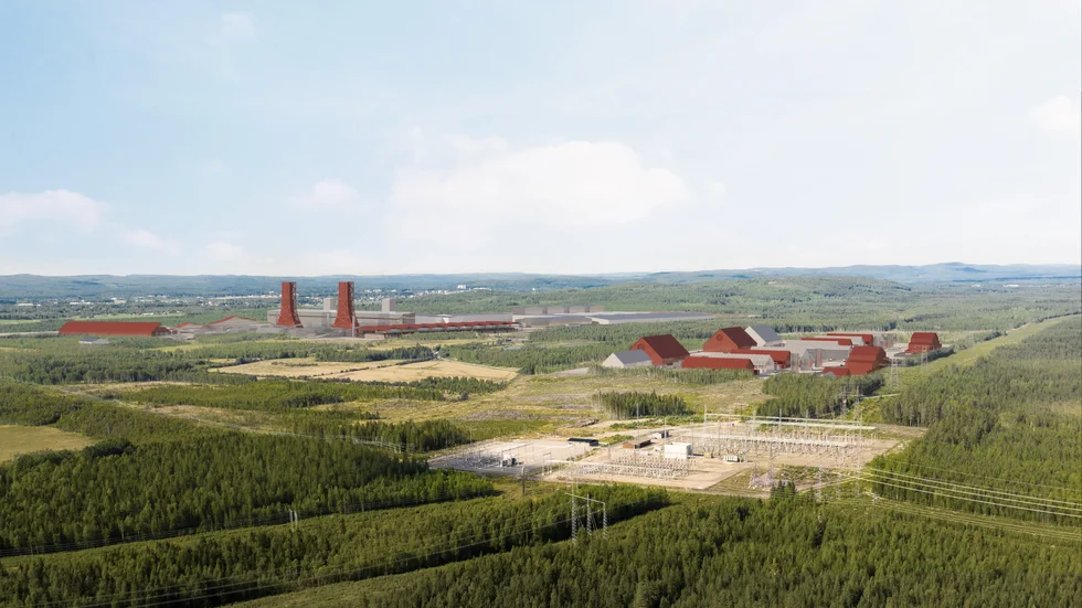 Visionsbild över H2 Green Steels anläggning i Norra Svartbyn, Boden.