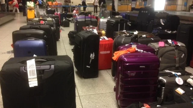 Bagagekaos på Kastrup vid en strejk 2014. Arkivbild.