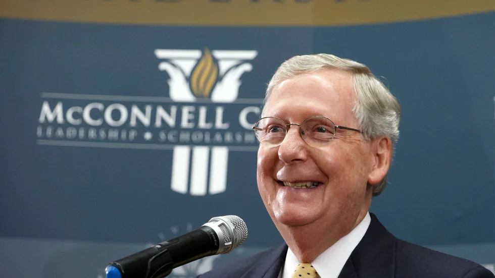 Senate Republican leader Mitch McConnell of Kentucky holds a news conference on the day after the GOP gained enough seats to control the Senate in next year's Congress and make McConnell majority leader, in Louisville, Ky., Wednesday, Nov. 5, 2014. (AP Photo/J. Scott Applewhite)