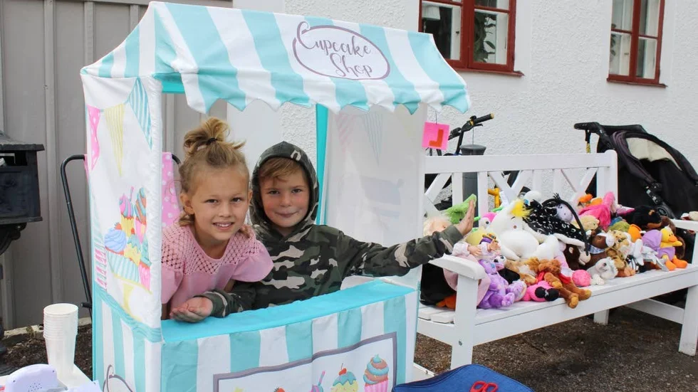 


Hilda Nordahl, 5, och Axel Magnusson, 6, var yngsta loppisförsäljarna under Drothemsdagen och sålde bland annat leksaker och isglass.



