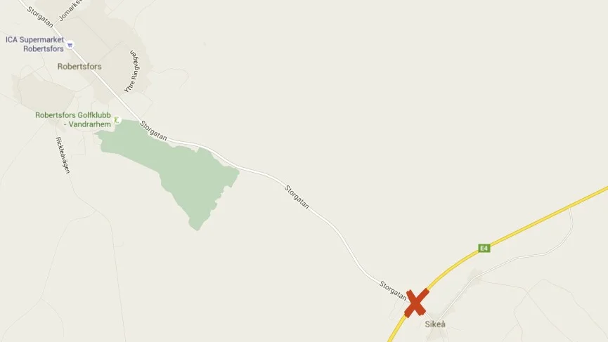 SOS Alarm har angett följande position som olycksplats. Karta: Google maps