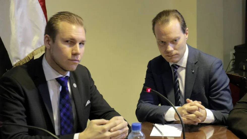 På plats. Markus Wiechel (till vänster) och Martin Kinnunen på plats i Damaskus.