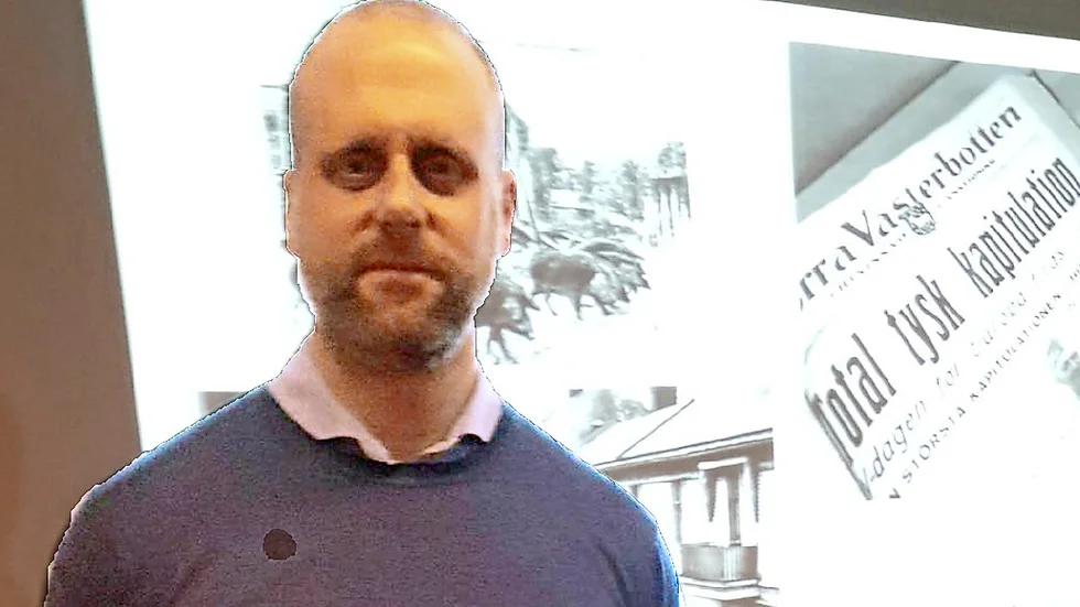 Grundad 1910. I över hundra år har Norran levererat nyheter till folket i Skelleftebygden, berättade Marcus Melinder. Foto: Privat.