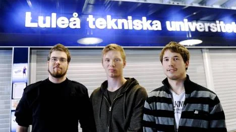 Andreas Nordin, Harald Hernnäs och Fredrik Häggström i laget Alla bitar i byten är Luleås hopp i Teknik-SM.FOTO: Bengt-Åke Persson
