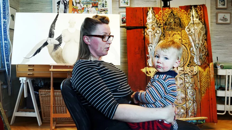 Jenny Aakula med sonen Viktor.