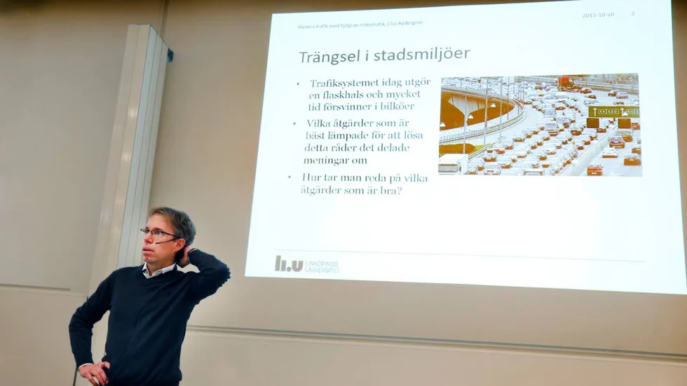 Clas Rydergren. Föreläsningen om hur man räknar på trafikstockning uppskattades av studenterna.
