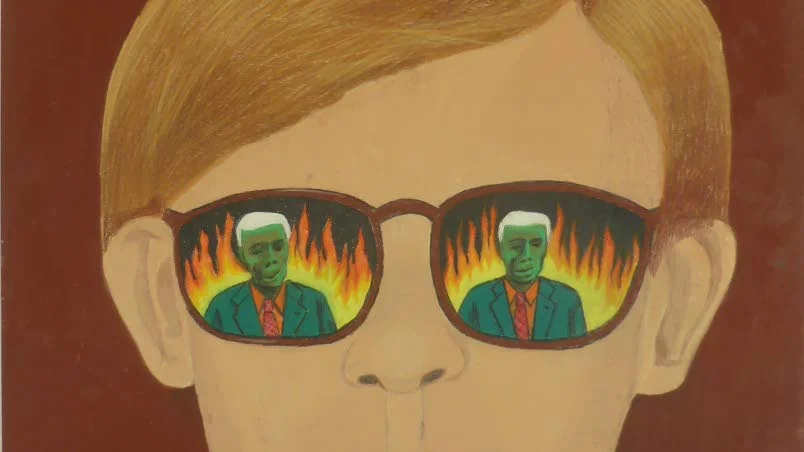 ”Hellish Visions”, pastellmålning på trä av Marcus Mårtenson.