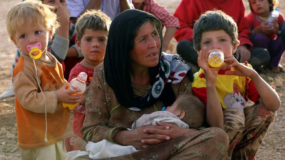 Flyktingar. En syrisk familj som flytt sitt hemland till Turkiet på grund av IS terror.