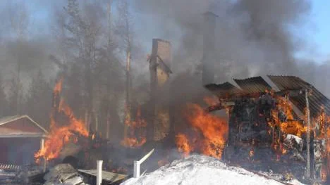 Brandförloppet gick snabbt och villan i Anttis totalförstördes.Foto: INGEGERD SVALA