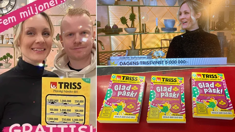 Samboparet Josefin Almqvist och Alexander Johansson vann fem miljoner på triss i TV4:s Nyhetsmorgon.