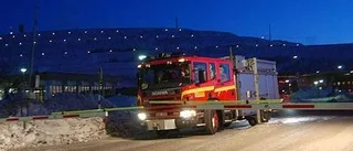 Gruvan utrymdes efter lastbilsbrand