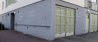Möttes av nazistiska symboler