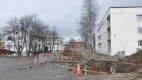 Vattenläckan på Schaktmästargatan i Gällivare orsakade stora problem. Ännu på torsdagen var  ABF-huset utan vatten. FOTO: Marie Ridderström